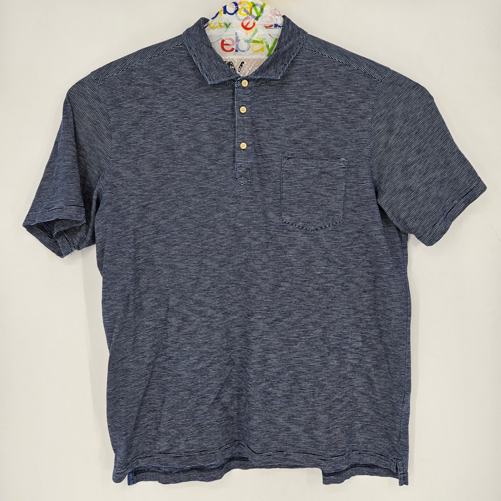 Peter Millar Shirt Mens 2XL Polo‎ Casual Golf Blue Striped Short Sleeve